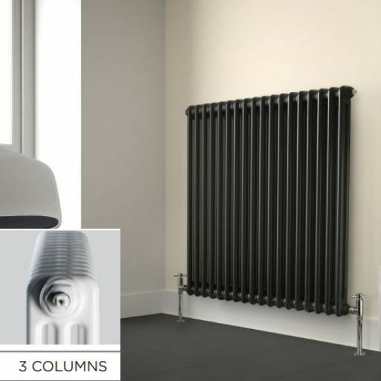 Laser Klassic Horizxontal 3 Column Raw Metal Radiator Room shot